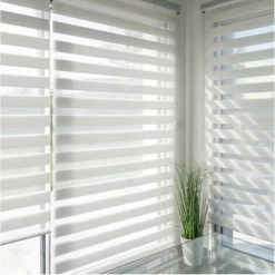 MADECOSTORE Store Enrouleur Jour Nuit Avec Coffre - Gamme Must - Blanc - L63 X H220cm - Blanc