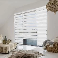 IDMARKET Store Enrouleur Zébré Jour Nuit 60 X 230 Cm Blanc - Blanc