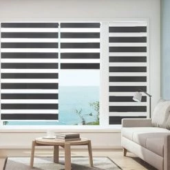 IDMARKET Store Enrouleur Zébré Jour Nuit 60 X 230 Cm Gris - Gris -Promos Store Boutique 11119488 4