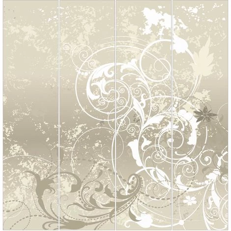 BILDERWELTEN Ensemble De Rideaux Coulissants - Nacre Ornament Design - 4 Rideaux à Panneaux Dimension: 250 X 240cm (4 Rideaux á 250 X 60cm), Système De Montage: Sans Suspension 5 BILDERWELTEN Ensemble De Rideaux Coulissants - Nacre Ornament Design - 4 Rideaux à Panneaux Dimension: 250 X 240cm (4 Rideaux á 250 X 60cm), Système De Montage: Sans Suspension – Image 3