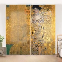 BILDERWELTEN Ensemble De Rideaux Coulissants - Gustav Klimt - Portrait Of Adele Bloch-Bauer I - 4 Rideaux à Panneaux Dimension: 250 X 240cm (4 Rideaux á 250 X 60cm), Système De Montage: Sans Suspension