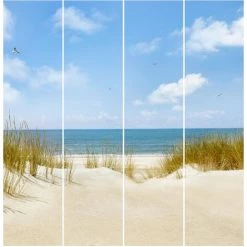 BILDERWELTEN Ensemble De Rideaux Coulissants - Beach On The North Sea - 4 Rideaux à Panneaux Dimension: 250 X 240cm (4 Rideaux á 250 X 60cm), Système De Montage: Sans Suspension -Promos Store Boutique 11385978 3