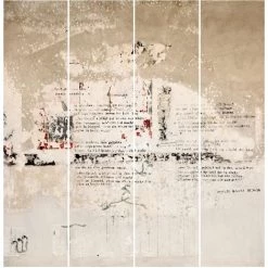 BILDERWELTEN Ensemble De Rideaux Coulissants - Old Concrete Wall With Bertolt Brecht Verses - 4 Rideaux à Panneaux Dimension: 250 X 240cm (4 Rideaux á 250 X 60cm), Système De Montage: Sans Suspension -Promos Store Boutique 11387496 3