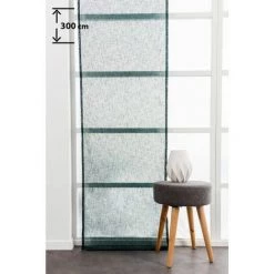 RIDEAUDISCOUNT Panneau Japonais Transparent 60 X 300 Cm Grande Hauteur Effet Lin Naturel Uni Vert - Vert