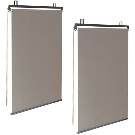 IDMARKET Lot De 2 Stores Enrouleurs L.124 X H. 225 CM Pour Pergola Taupe - Taupe 4 IDMARKET Lot De 2 Stores Enrouleurs L.124 X H. 225 CM Pour Pergola Taupe - Taupe – Image 2