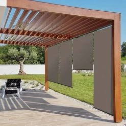 IDMARKET Lot De 2 Stores Enrouleurs L.124 X H. 225 CM Pour Pergola Taupe - Taupe 9 IDMARKET Lot De 2 Stores Enrouleurs L.124 X H. 225 CM Pour Pergola Taupe - Taupe -Promos Store Boutique 11861029 3