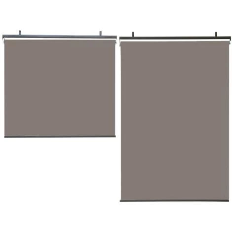 IDMARKET Lot De 2 Stores Enrouleurs L.124 X H. 225 CM Pour Pergola Taupe - Taupe 6 IDMARKET Lot De 2 Stores Enrouleurs L.124 X H. 225 CM Pour Pergola Taupe - Taupe – Image 4