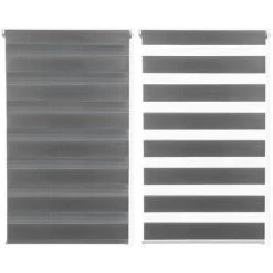 IDMARKET Lot De 2 Stores Enrouleurs Zébrés Jour Nuit L.40 X H. Max 170 CM Gris - Gris -Promos Store Boutique 13297964 5