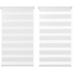 IDMARKET Lot De 2 Stores Enrouleurs Zébrés Jour Nuit L.45 X H. Max 170 CM Blancs - Blanc -Promos Store Boutique 13297966 5