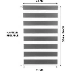 IDMARKET Lot De 2 Stores Enrouleurs Zébrés Jour Nuit L.45 X H. Max 170 CM Gris - Gris -Promos Store Boutique 13297967 3