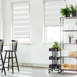 IDMARKET Lot De 2 Stores Enrouleurs Zébrés Jour Nuit L.55 X H. Max 170 CM Blancs - Blanc