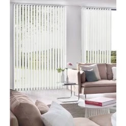 MADECOSTORE Kit Complet Store Californien à Lamelles Verticales 89mm - H280cm - Blanc - L48cm X H280cm - Blanc