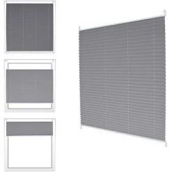 ECD Germany 85 Plissés X 100 Cm - Gris - Klemmfix - EasyFix - Sans Perçage - Pour Le Soleil Et La Protection De La Vie Privée - Pour Les Fenêtres Et Portes -. - Y Compris Matériel Aveugle Store Ombre Fenêtre Aveugle Romaine -Promos Store Boutique 16031043 5