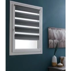 MADECOSTORE Store Enrouleur Jour Nuit Chaînette Coordonnée H250cm - Gris Anthracite - L184 X H250cm - Gris Anthracite