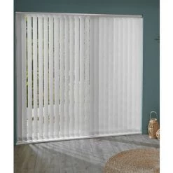 MADECOSTORE Kit Complet Store Californien à Lamelles Verticales 89mm - H260cm - Blanc - L150cm X H260cm - Blanc