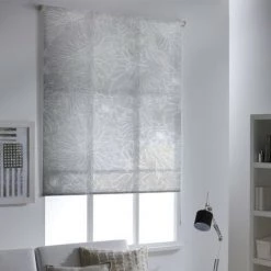 MADECOSTORE Store Enrouleur Tamisant Motifs Fleurs - Gris Clair - L49 X H190cm - Gris Clair