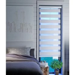 MADECOSTORE Store Enrouleur Jour Nuit Avec Coffre - Blanc - L63 X H220cm - Blanc