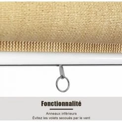 COSTWAY Store Occultant à Enrouleur Rideau Occultant 181 X 181 CM Semi-Obscu Isolant Thermique Anti-UV, Pare-Soleil Avec Chaîne à Perles Pour Terrasse De Gazebo Cour Arrière (Beige) -Promos Store Boutique 19457294 3