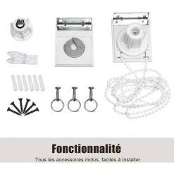 COSTWAY Store Occultant à Enrouleur Rideau Occultant 181 X 181 CM Semi-Obscu Isolant Thermique Anti-UV, Pare-Soleil Avec Chaîne à Perles Pour Terrasse De Gazebo Cour Arrière (Beige) -Promos Store Boutique 19457294 4