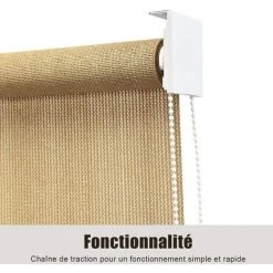 COSTWAY Store Occultant à Enrouleur Rideau Occultant 181 X 181 CM Semi-Obscu Isolant Thermique Anti-UV, Pare-Soleil Avec Chaîne à Perles Pour Terrasse De Gazebo Cour Arrière (Beige) -Promos Store Boutique 19457294 5