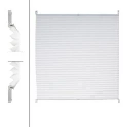 ECD Germany Stores Plissés 65 X 200 Cm Blanc Avec Klemmfix Sans Perçage Pour Fenêtres Protection Solaire Rideau Facile à Fixer + Matériau De Montage -Promos Store Boutique 19499049 3