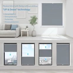 SEKEY Store Plissé Sans Perçage 115x130cm, Gris -Promos Store Boutique 24178911 4