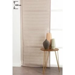 RIDEAUDISCOUNT Panneau Japonais 60 X 300 Cm à Scratch Grande Hauteur Rayures Horizontales Tissées Taupe - Brun