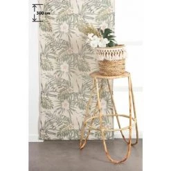 RIDEAUDISCOUNT Panneau Japonais 60 X 300 Cm à Scratch Grande Hauteur Polycoton Recyclé Imprimé Motif Végétal Naturel - Naturel