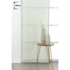 RIDEAUDISCOUNT Panneau Japonais Transparent 60 X 300 Cm à Scratch Grande Hauteur Effet Lin Uni Vert D'Eau - Vert