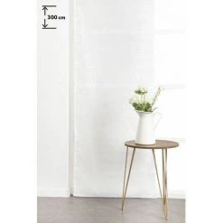 RIDEAUDISCOUNT Panneau Japonais 60 X 300 Cm à Scratch Grande Hauteur Rayures Horizontales Tissées Blanc - Blanc
