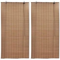 VidaXL Stores Roulants En Bambou 2 Pcs 100x160 Cm Marron - Brun