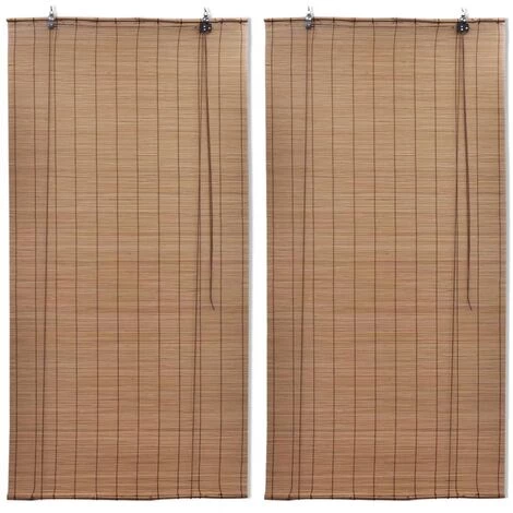 VidaXL Stores Roulants En Bambou 2 Pcs 100x160 Cm Marron - Brun 3 VidaXL Stores Roulants En Bambou 2 Pcs 100x160 Cm Marron - Brun