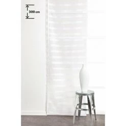 RIDEAUDISCOUNT Panneau Japonais 60 X 300 Cm à Scratch Grande Hauteur Effet Naturel Tissé Rayures Horizontales Blanc - Blanc