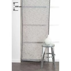 RIDEAUDISCOUNT Panneau Japonais Transparent 60 X 300 Cm à Scratch Grande Hauteur Effet Lin Uni Noir - Noir
