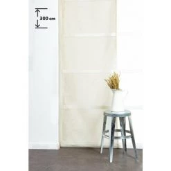 RIDEAUDISCOUNT Panneau Japonais 60 X 300 Cm à Scratch Grande Hauteur Effet Lin Uni Ecru - Ecru