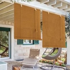 MADECOSTORE Roll'up Bambou Fines Lattes Pour Intérieur Et Extérieur - Chamois - L80 X H250cm - Chamois