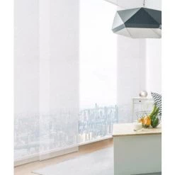 MADECOSTORE Panneau Japonais Tamisant Motif à Chevrons Blanc 50cm - Blanc - L50 X H250cm - Blanc