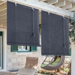 MADECOSTORE Roll'up Bambou Fines Lattes Pour Intérieur Et Extérieur - Gris - L80 X H250cm - Gris