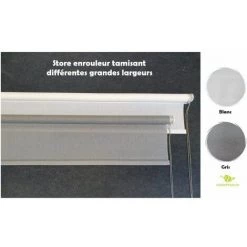 MADEINNATURE Store Enrouleur Tamisant Grandes Largeurs, Design Et Grande Qualité, Hauteur Maxi 250 Cm, Gris Ou Blanc, Chaînette Métal - Blanc - 1.50 M.