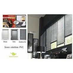 MADEINNATURE Store Vénitien Vinyle, Pose Facile Avec Ou Sans Perçage, Modèle Et Coloris Au Choix - Blanc 01 - 90 Cm - 40 Cm. - Blanc 01