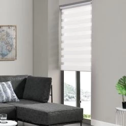 Store Enrouleur Zébré Stylé Sans Perçage Pour Tamiser La Lumière Store à Chainette Latérale Réglage En Continue Bandes De Tissu Polyester 80 X 220 Cm Blanc [en.casa]