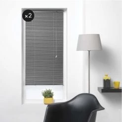 CDAFFAIRES Lot De 2 Stores Vénitien Pose Facile à Lamelles 40 X 130 Cm Aluminium Anthracite - Anthracite