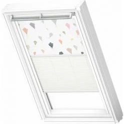 VELUX Original Store Duo Occultant Et Tamisant (DFD), Cadre Blanc, Collection Enfants, C02 Cerf-Volants