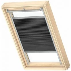VELUX Store Plissé Occultant Et Isolant (FHC) Original, Cadre Argenté, 102, Noir Charbon