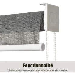 COSTWAY Store Enrouleur Occultant De Fenêtre 121x181CM Semi-Obscur Isolant Thermique Anti-UV, Pare-soleil Pour Blacon Gris -Promos Store Boutique 30534440 4