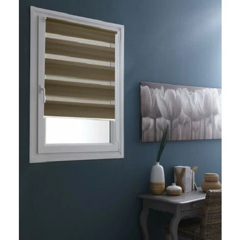 MADECOSTORE Store Enrouleur Jour Nuit Sans Percer H150cm - Chocolat - L46 X H150cm - Chocolat 3 MADECOSTORE Store Enrouleur Jour Nuit Sans Percer H150cm - Chocolat - L46 X H150cm - Chocolat