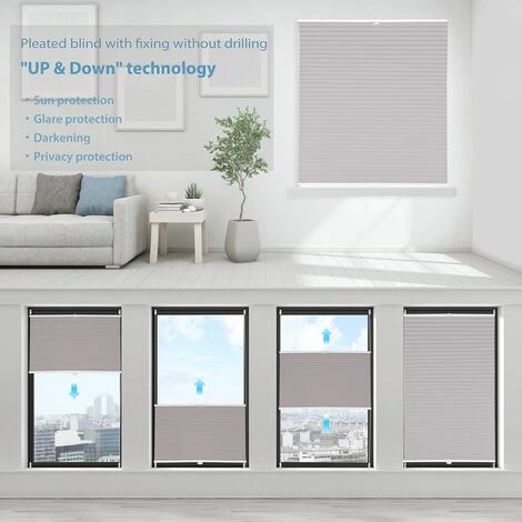 SEKEY Store Plissé Sans Perçage 90x130cm, Kaki 3 SEKEY Store Plissé Sans Perçage 90x130cm, Kaki