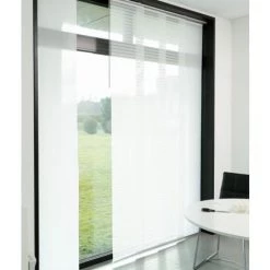 MADECOSTORE Panneau Japonais Tamisant Ajouré Lignes Horizontales - Blanc - L45 X H260cm - Blanc