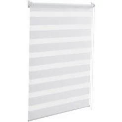 HELLOSHOP26 Store Enrouleur Zébré Sans Perçage à Chainette Polyester 90 X 220 Cm Blanc - Blanc
