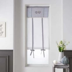 Paris Prix - Store Voilage "coeurs Enlacés" 60x150cm Gris